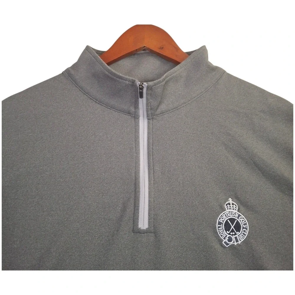 Peter Millar Crown Sport Mens XXL Gray Royal Portrush Golf Club 1/4 Zip Pullover